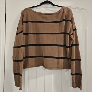 Little Lies Women's Striped Tan and Black‎ Sweater
